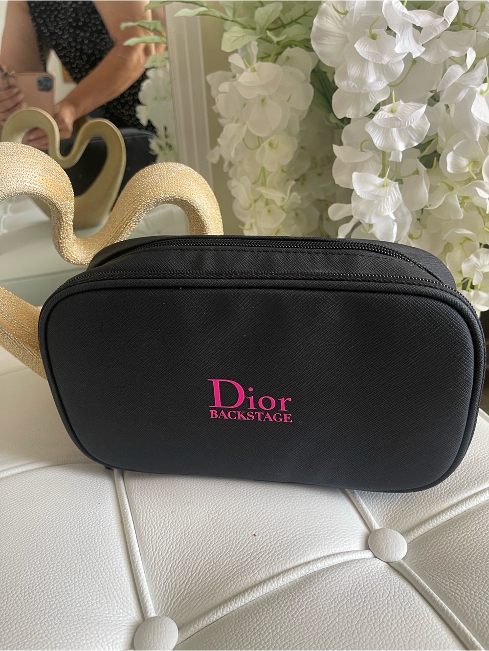 Dior Backstage Black Pouch with Pink Logo